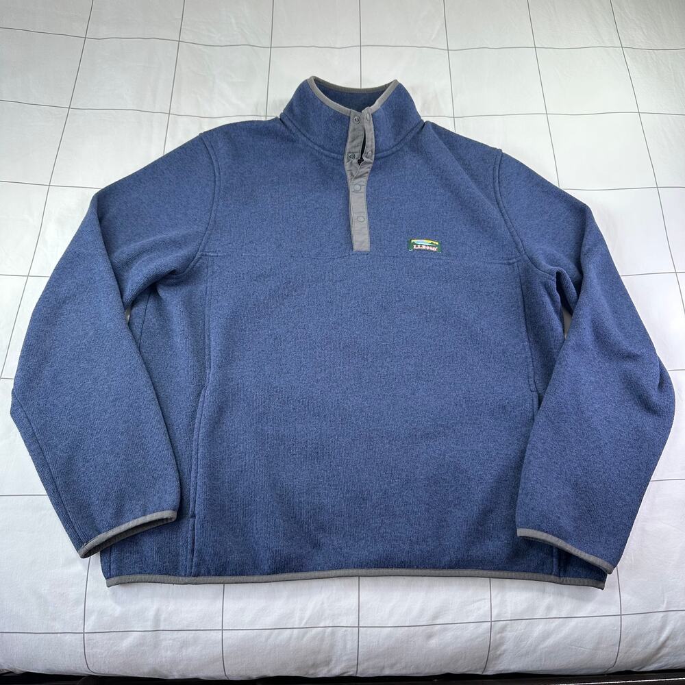 L.L.Bean Sweater Fleece Pullover Mens XL Blue Athletic Outdoor Hike Camping Warm